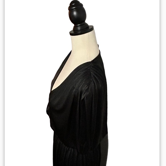 Halston Heritage Black Draped Grecian Gown with Slit size Small LBD - Picture 3 of 4